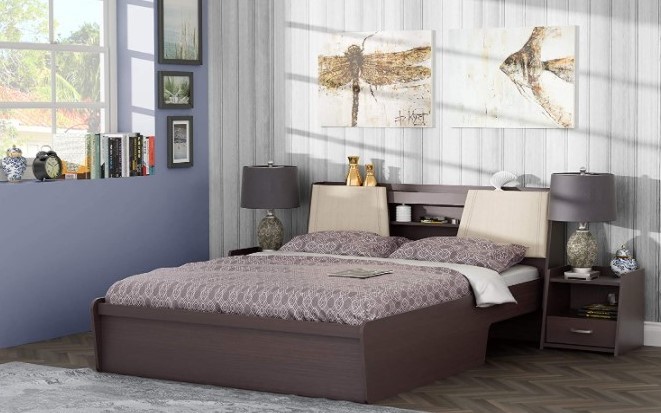 Queen size bed with hydraulic storage